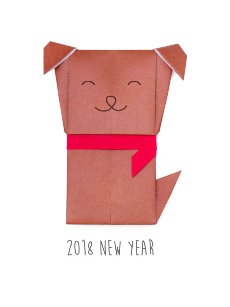 折纸狗在白色的背景图片下载