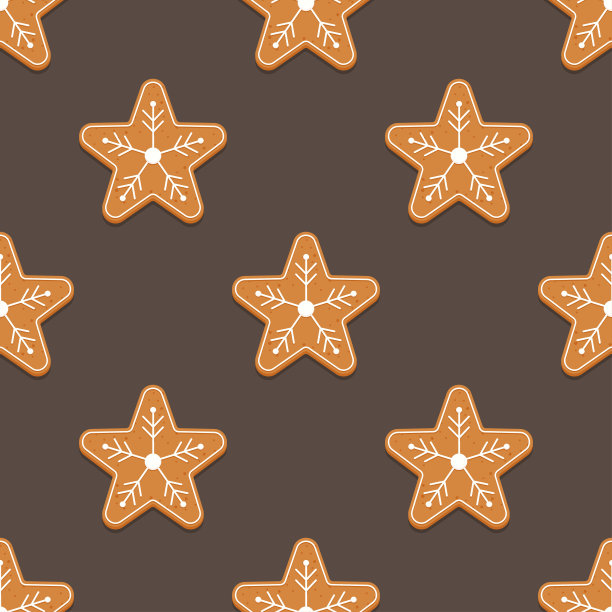 姜饼明星。圣诞饼干。无缝模式图片下载