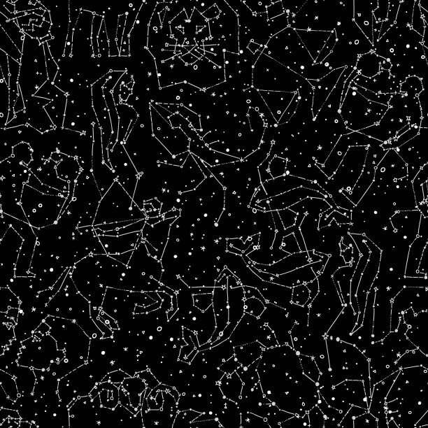 手绘十二星座无缝图案素材图片
