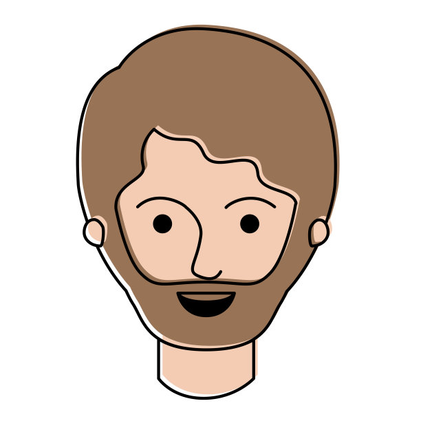 男性脸与短头发和胡须在水彩剪影图片下载