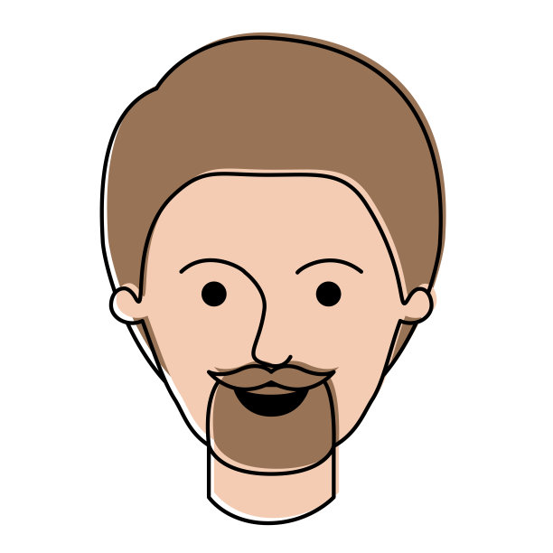 男性脸与短头发和山羊胡子在水彩剪影图片下载