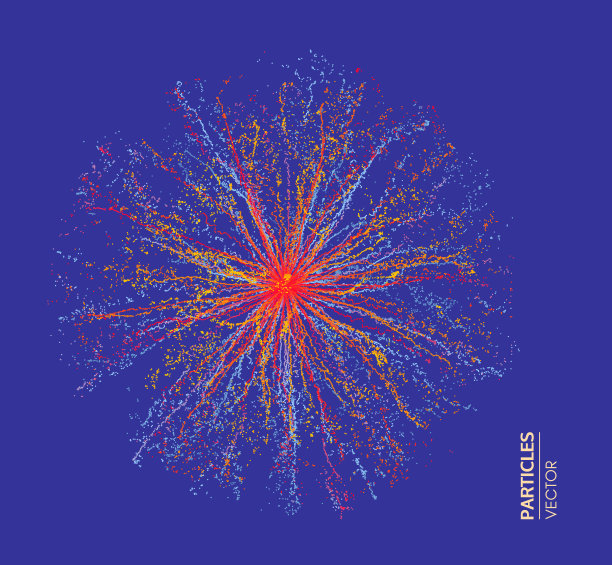 动态粒子数组。未来的技术风格。抽象的背景。矢量插图。素材图片