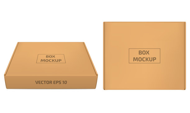 纸板箱矢量插图。棕色盒子模型孤立在白色背景上。水平和俯视图。饼干和糖果的包装。适用于设计展示。每股收益10。图片下载