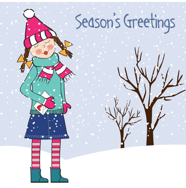 给小女孩的圣诞卡图片下载