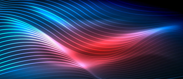 发光的抽象波在黑暗，闪亮的运动素材图片