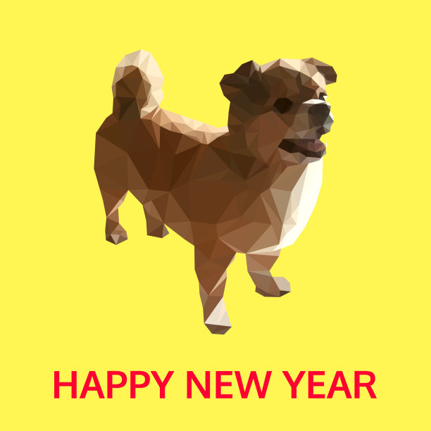 多边形狗，几何多边形动物，孤立矢量动物春节快乐图片下载