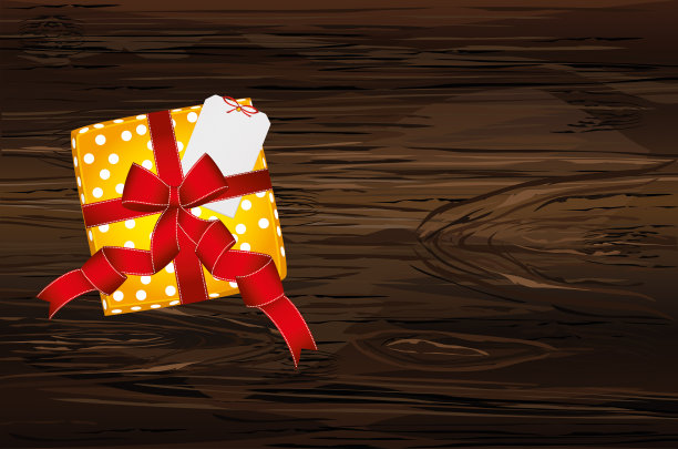 情人节或生日用的带蝴蝶结的礼盒。免费笔记形式的文本。从以上观点。贺卡或木制背景的请帖图片下载