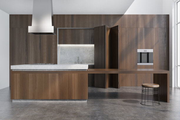 深色的木质餐厅和一个酒吧图片下载