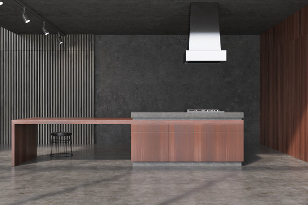 混凝土和黑色木制餐厅，酒吧图片下载