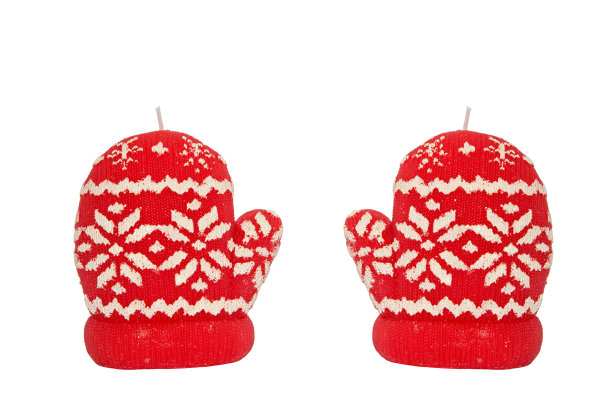 红烛手套的形式为圣诞节孤立在白色的背景。图片下载