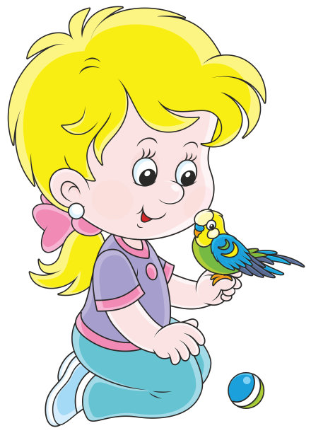 小女孩和她的鹦鹉图片下载