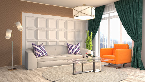 室内客厅。三维演示图片下载