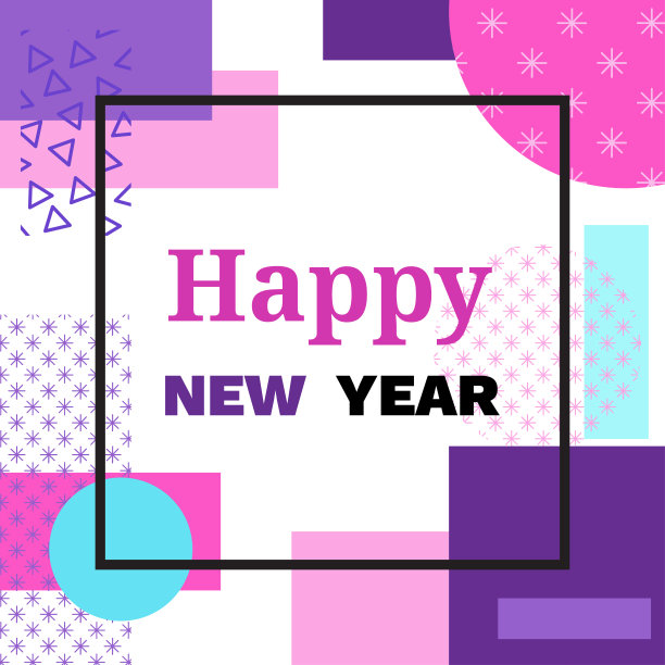 新年横幅在时髦的90年代风格与线条，三角形，框架，派对背景或邀请模板，封面，贺卡，海报矢量插图图片下载