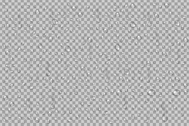 向量集的真实孤立的水滴在透明的背景。图片下载