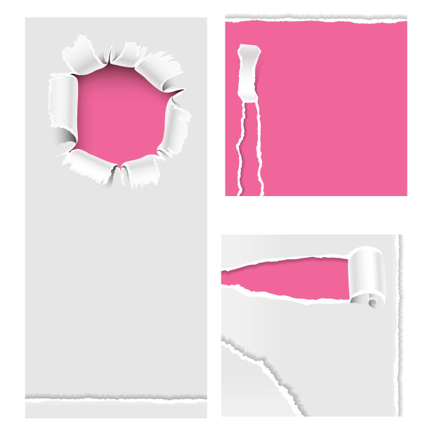 撕破的边缘洞撕裂粗糙的纸边缘宣传册裂缝逼真的3d风格旗帜矢量插图图片下载