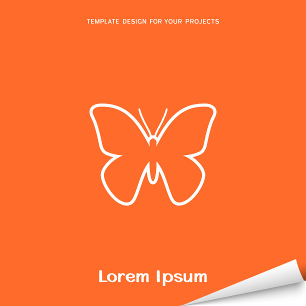 橙色旗帜与蝴蝶图标图片下载