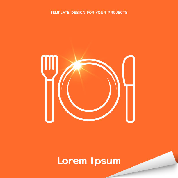 橙色旗帜和餐具图片下载