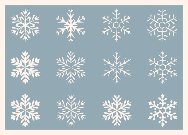 一组简单多变的几何雪花素材图片