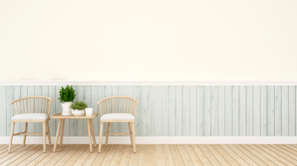 家庭或餐厅的客厅或餐厅-室内设计艺术品- 3D渲染图片下载