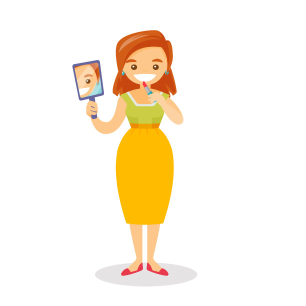 一个白人女人在用口红化妆图片下载