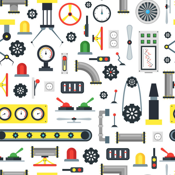 卡通机器零件无缝图案背景。向量图片下载