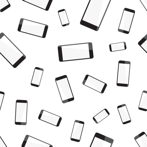 智能手机无缝模式背景。商业平面矢量插图。逼真的手机设备标志符号模式。图片下载