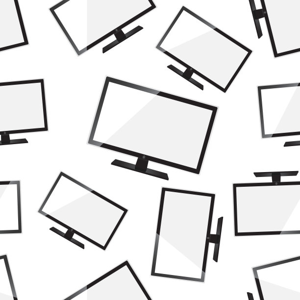 电视逼真无缝图案背景。商业平面矢量插图。电视标志符号图案。图片下载