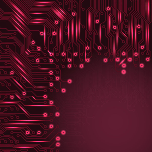 抽象电子学红色背景与线路板纹理图片下载