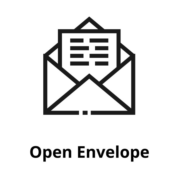 打开的信封线条图标图片下载
