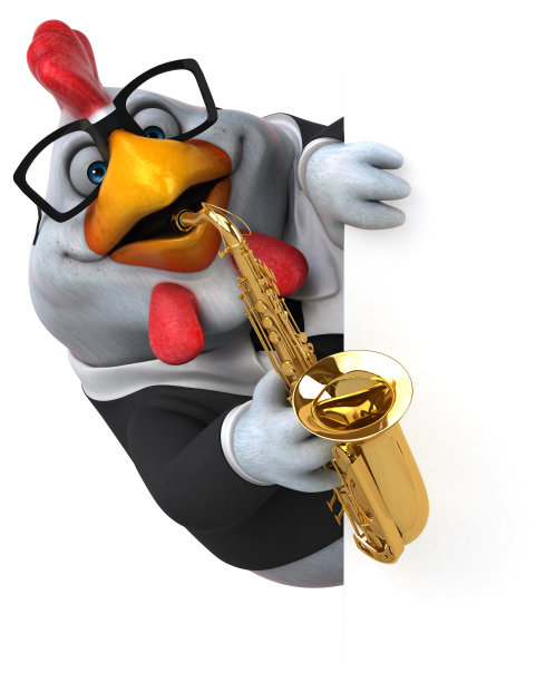 有趣的鸡- 3D插图图片下载