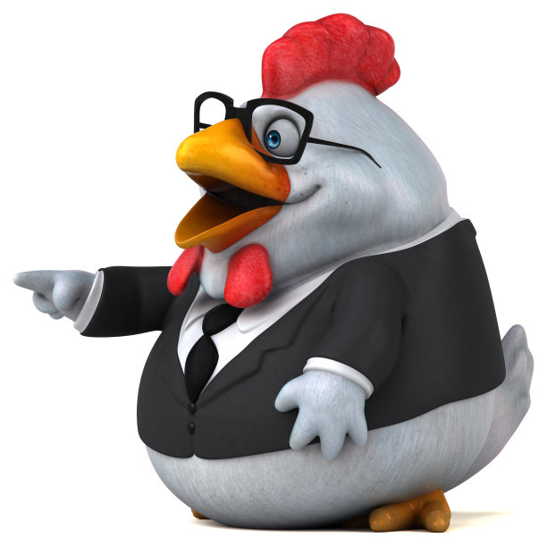 有趣的鸡- 3D插图图片下载