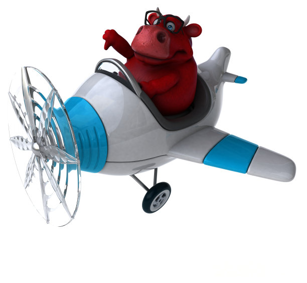 有趣的红牛- 3D插图图片下载