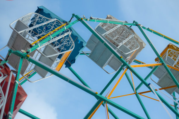 泰国摩天轮老风格在蓝天背景素材图片