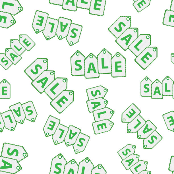 销售吊牌无缝图案背景。商业平面矢量插图。销售标志符号图案。图片下载