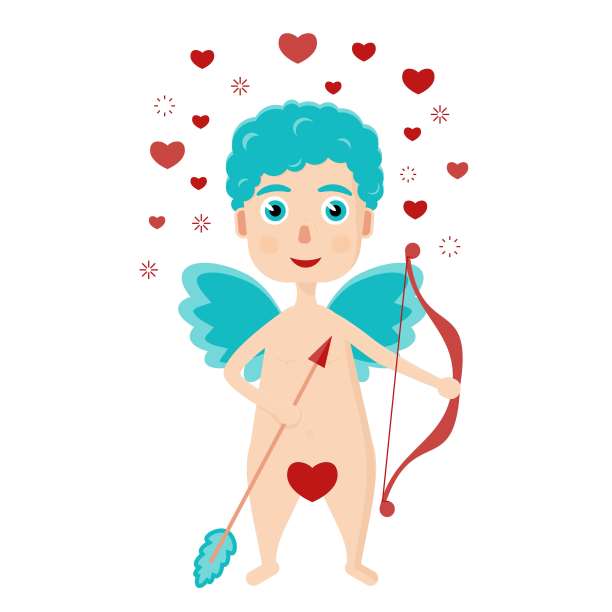可爱的卷丘比特带着弓和箭。为情人节或情人节卡片图片下载