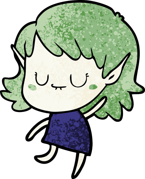 快乐的卡通精灵女孩穿着连衣裙图片下载