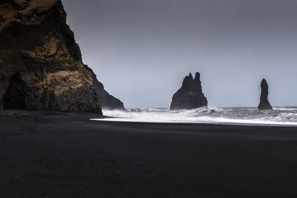 冰岛维克黑沙滩周围的景观图片下载
