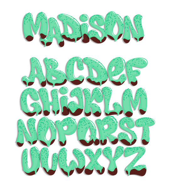 向量的风格化融化的字体和字母，液体字体风格。图片下载