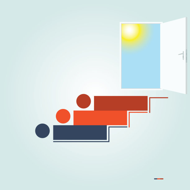 楼梯通往敞开的门与阳光和蓝天3级台阶。通往天堂的阶梯信息图的概念插图图片下载