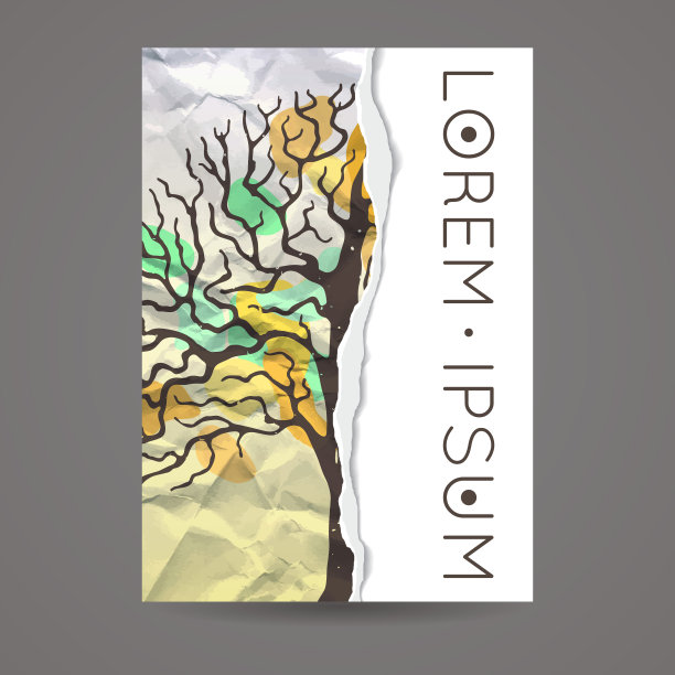 矢量设计模板。名片与树在手画风格。潮人的风格。图片下载