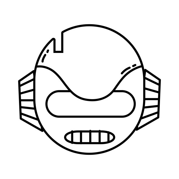 线技术机器人头有耳朵和嘴图片下载