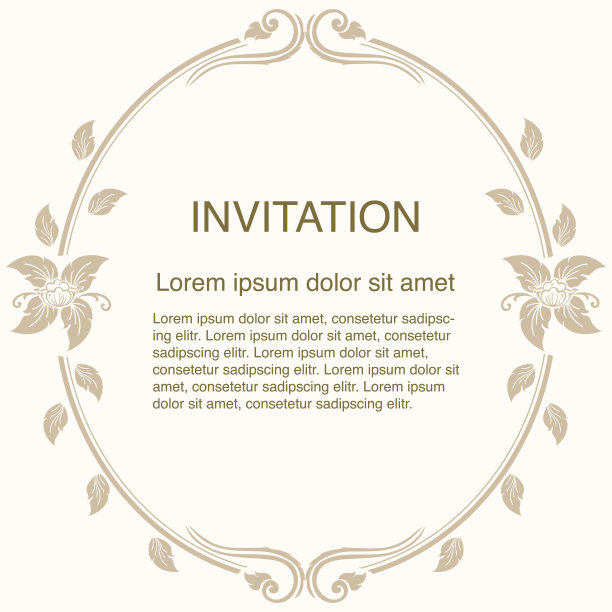 邀请卡，背景和框架边框模板矢量设计花装饰在经典艺术风格插图EPS 10图片下载