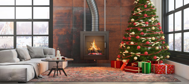 以圣诞节为主题装饰公寓室内图片下载