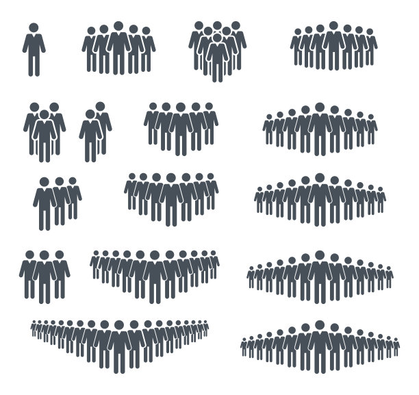 组og人图标设置。人群的迹象。矢量插图。在白色背景上隔离素材图片
