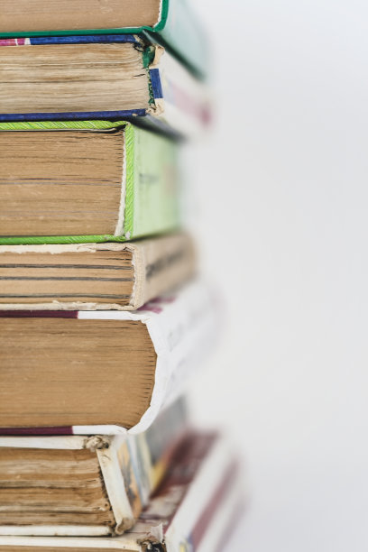 许多书孤零零地排成一排图片下载