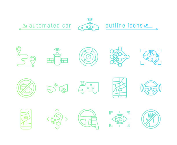 自动汽车梯度轮廓图标设置图片下载