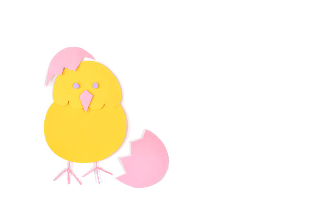 鸡和蛋的剪纸在白色的背景图片下载