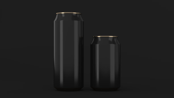大的和小的黑色和金色汽水罐模型图片下载