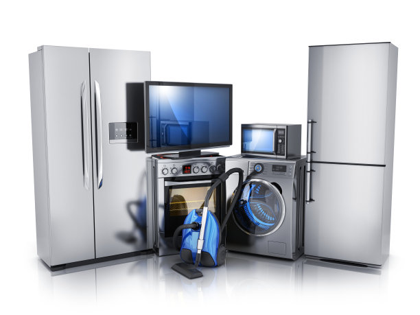 白色背景上的现代消费电子产品素材图片