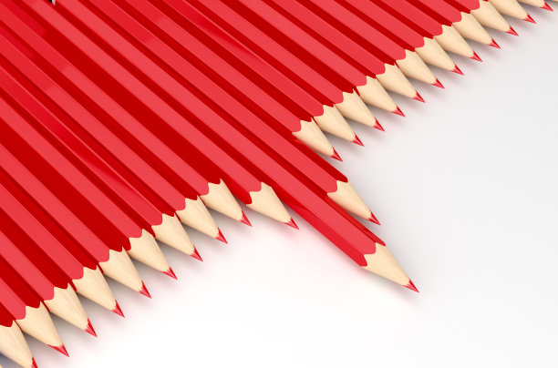 红铅笔在白色背景上的孤立。图片下载